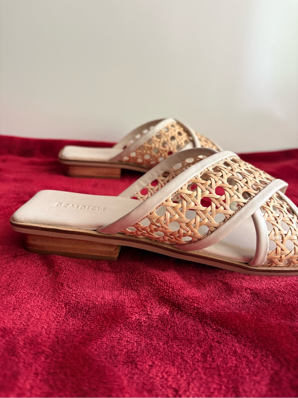 New Bembien Roma Leather & Rattan Sandals Size 39 US 8.5-9 - Picture 6 of 9